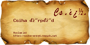 Csiha Árpád névjegykártya